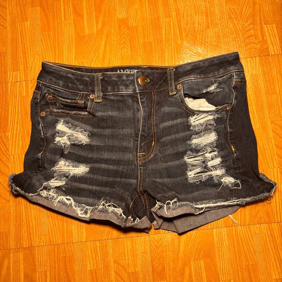American Eagle Hi-Rise Shortie Jean Shorts Women's Size 8 Super Stretch - Picture 1 of 6